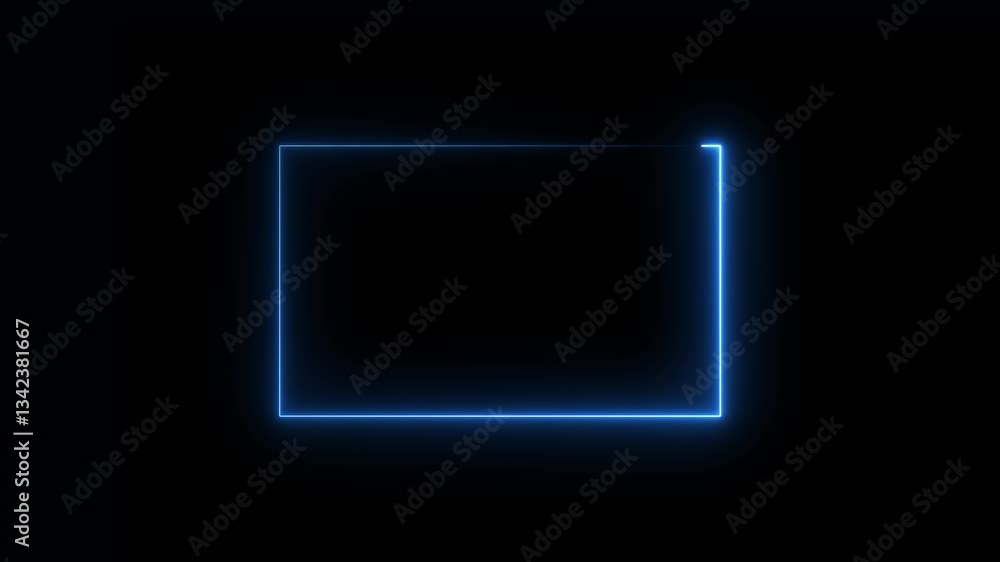 Glowing neon lines rectangle sign in purple and red with dark background. Animation of rectangle shape frame neon glowing, 4k video. Glowing neon lines rectangle sign in purple and red with dark background. Animation of rectangle shape frame neon glowing, 4k video.