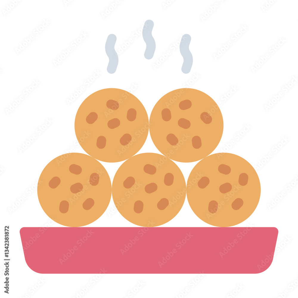 Obraz premium Jiandui flat icon representing deep-fried sesame balls in Chinese cuisine