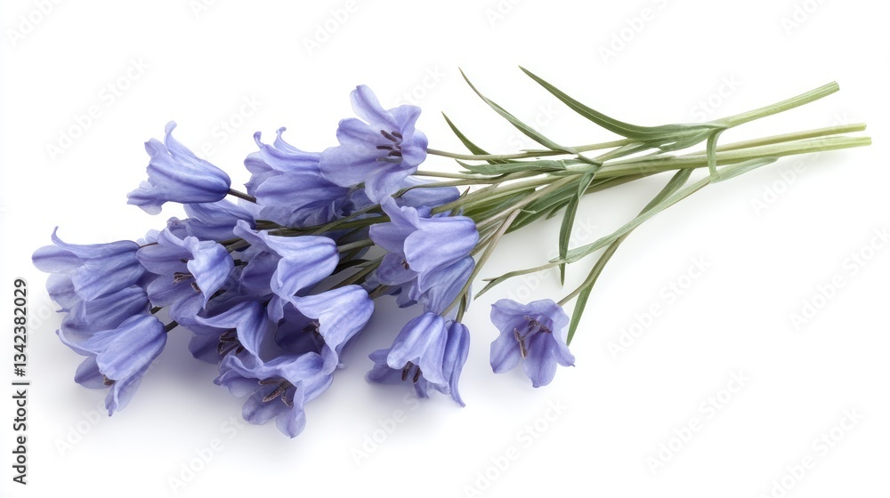 Naklejka premium Purple flowers bouquet, white background, studio shot, floral design