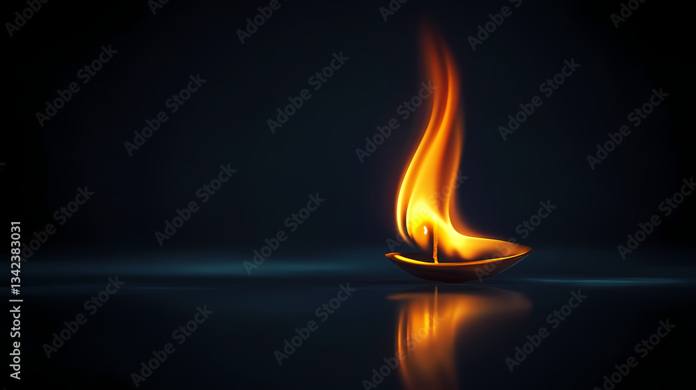 Flickering flame against a dark backdrop, flicker, reflection. Dark Reflection. Illustration Flickering flame against a dark backdrop, flicker, reflection. Dark Reflection. Illustration