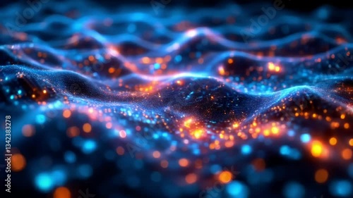 A holographic computer interface made of glowing fractal