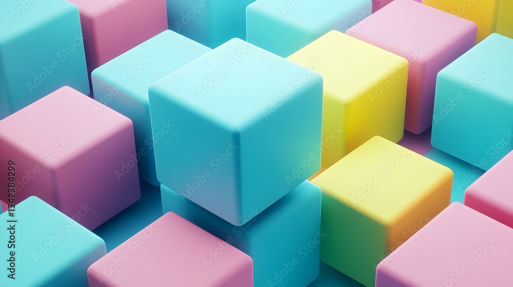 Pastel Cubes Abstract 3D Render Background Pastel Cubes Abstract 3D Render Background