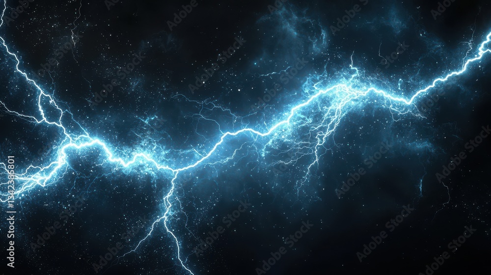 realistic lightning on pure black background realistic lightning on pure black background
