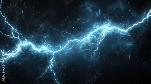 realistic lightning on pure black background