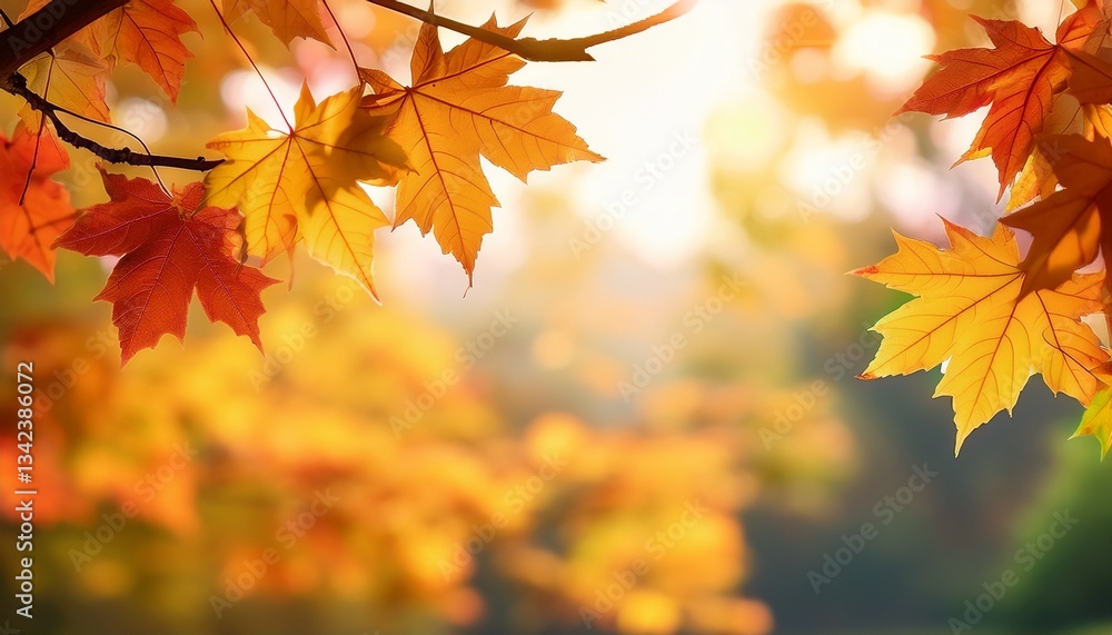 colorful autumn maple leaves on a tree branch golden autumn foliage leaves background with copy space colorful autumn maple leaves on a tree branch golden autumn foliage leaves background with copy space