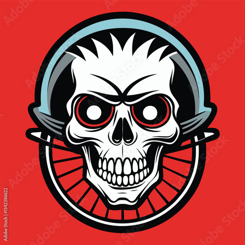 Fierce BMX Skull Illustration for Extreme Sports Enthusiasts