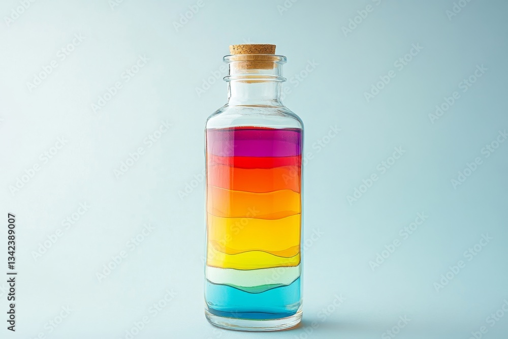 Rainbow Layered Liquid in Glass Bottle Rainbow Layered Liquid in Glass Bottle