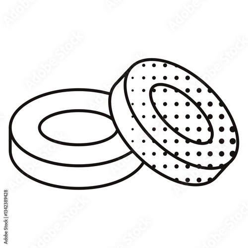 Outlined chocolate rings in dotted minimal design. Vector