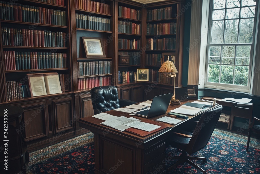 Classic Study with Bookshelves and Desk Classic Study with Bookshelves and Desk