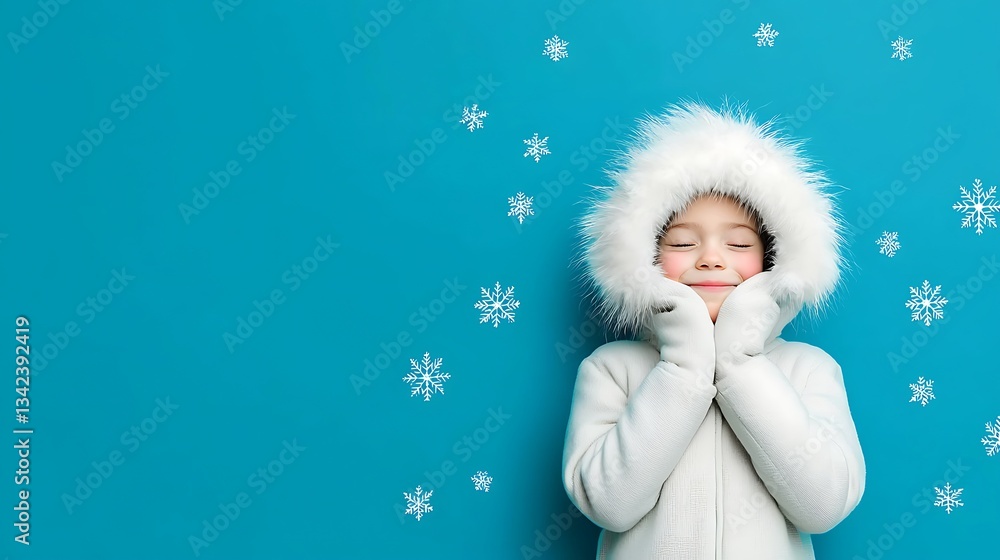 Obraz premium Joyful Child in Warm Winter Coat