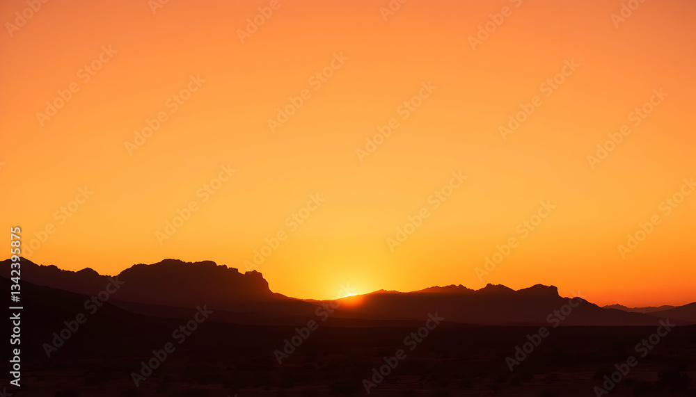 Obraz premium Fiery Sunset Over Desert Mountains Scenic Landscape Photography