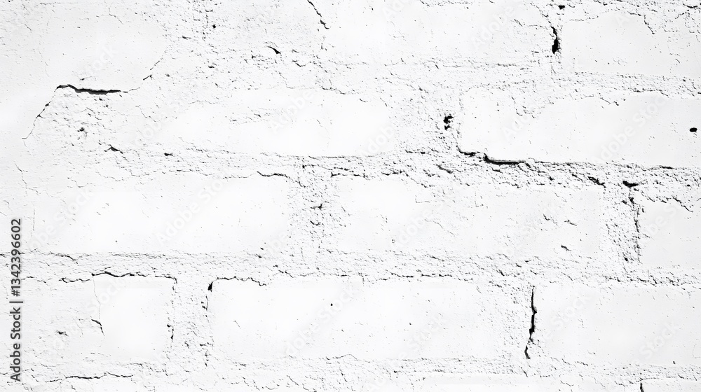Obraz premium Whitewashed Brick Wall Texture Background, Grunge Aged Distressed Surface