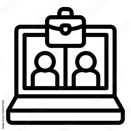 Online interview outline icon representing virtual job hiring processes