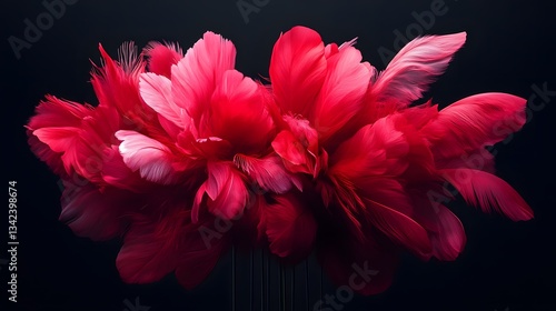 Vibrant Red Feathers Abstract Floral Art