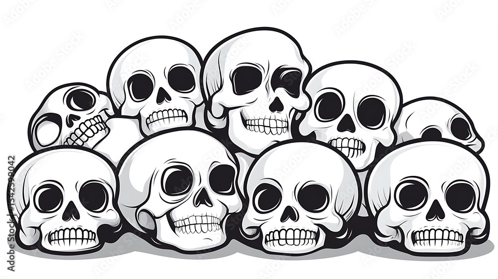Pile of Cartoon Skulls. Pile of Cartoon Skulls.