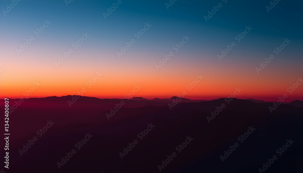 Vibrant Sunset over Majestic Mountain Range Aerial View Vibrant Sunset over Majestic Mountain Range Aerial View