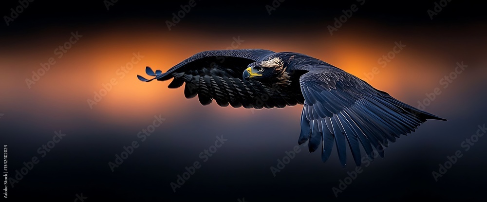 Fototapeta premium Majestic Bird of Prey in Flight at Sunset