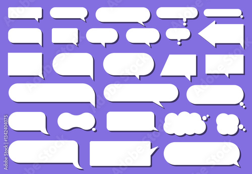 Set of vector speech bubble labels. Retro color special offer design elements, chat emblem, black callout