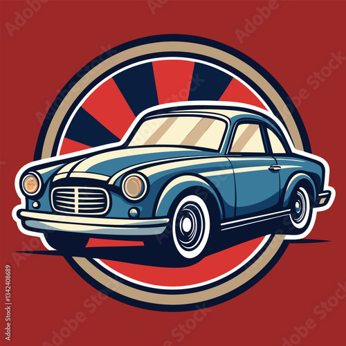 Classic Car Illustration on Bold, Vibrant Background