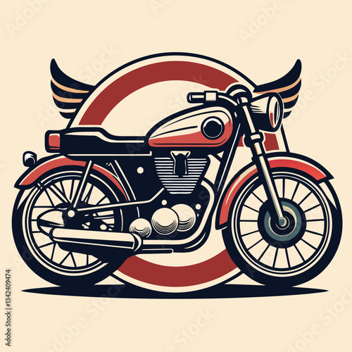 Vintage Motorcycle Logo Design with Bold Line Art and Nostalgic Appeal