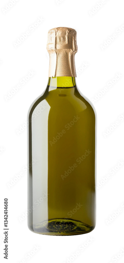 Green wine bottle with gold foil cap, cut out Green wine bottle with gold foil cap, cut out
