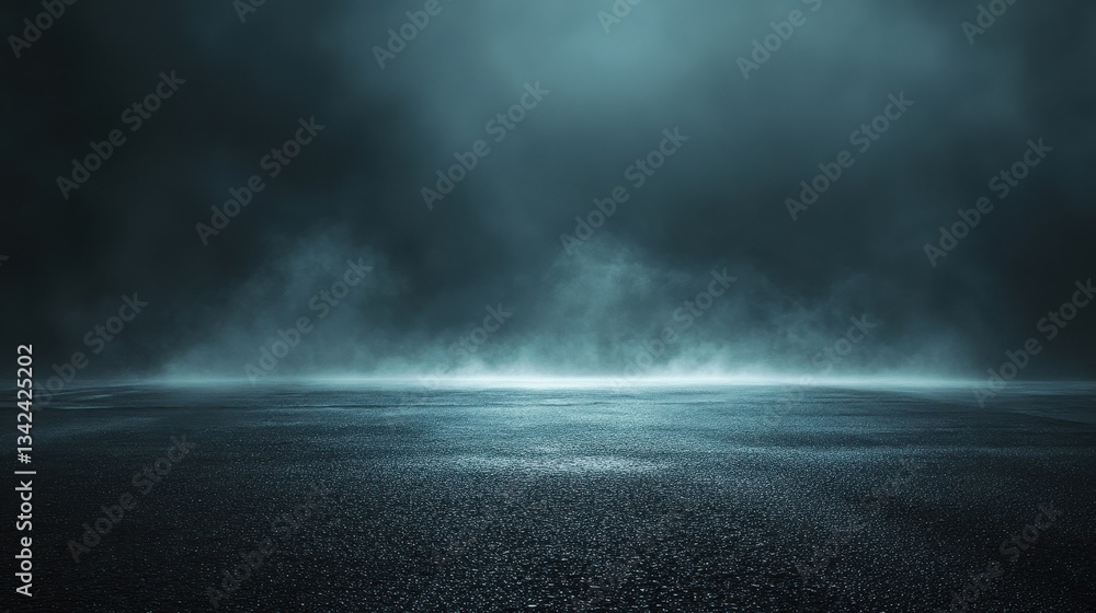 Fototapeta premium An atmospheric image of a dark ground with mist and sky
