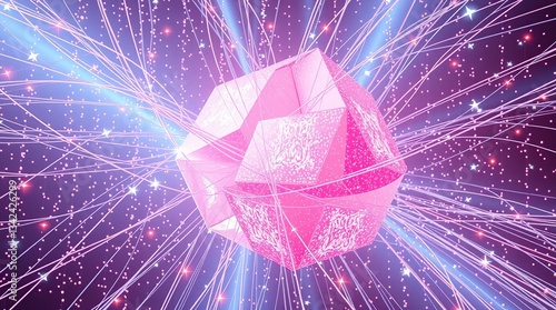 Glowing fiber optic cables with colorful lights in a diamond-shaped design, showcasing a luxurious and brilliant gemstone-inspired abstract background.