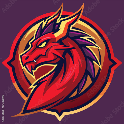 Wallpaper Mural Solid-Colored Dragon Logo with Intricate Details Torontodigital.ca