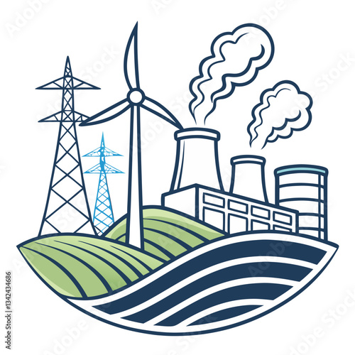 Eco-Friendly Geothermal Energy Vector Graphic for Green Power
