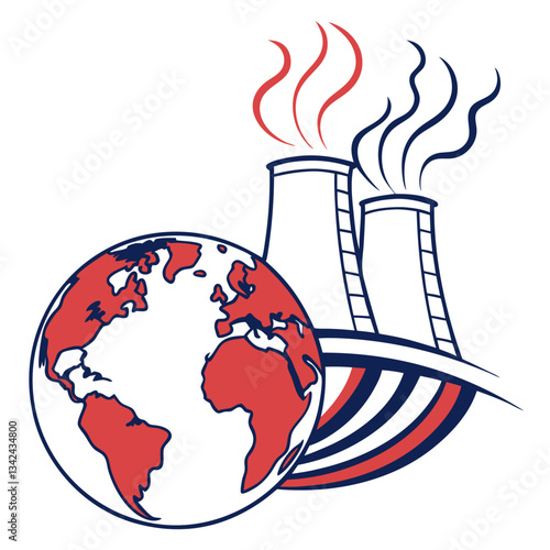 Geothermal Power Plant Vector Icon for Sustainable Energy