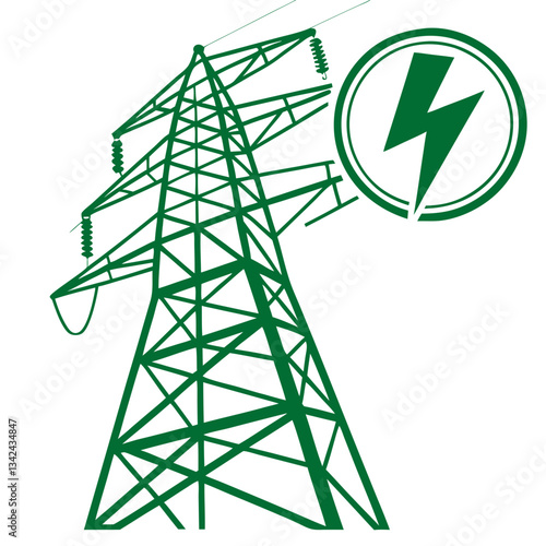 Green Electricity Vector Illustration with Renewable Energy Sources