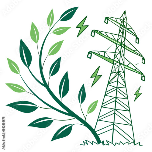 Sustainable Green Electricity Vector Design for Clean Energy Solutions
