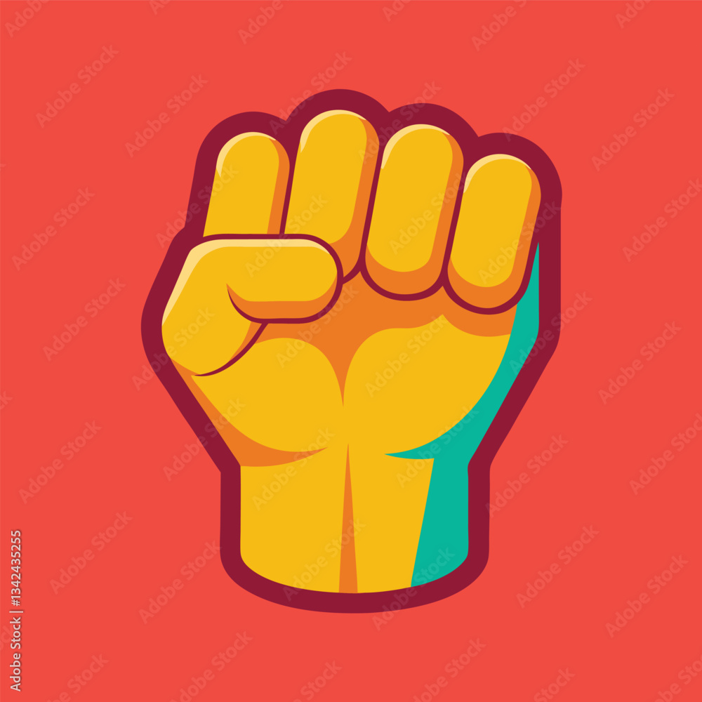 Obraz premium Powerful Graphic Illustration of a Fist on a Solid Color Background