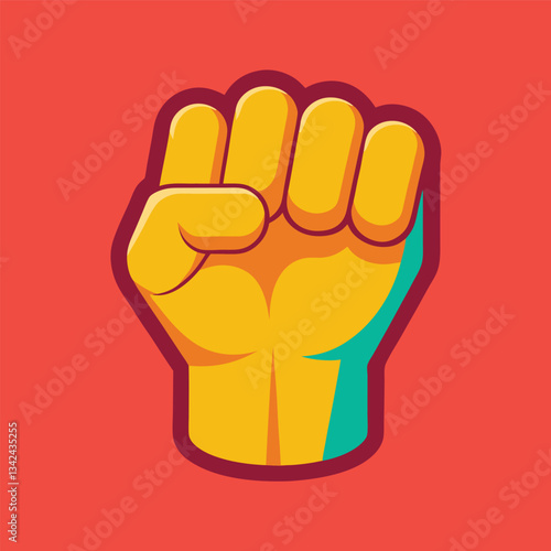 Powerful Graphic Illustration of a Fist on a Solid Color Background