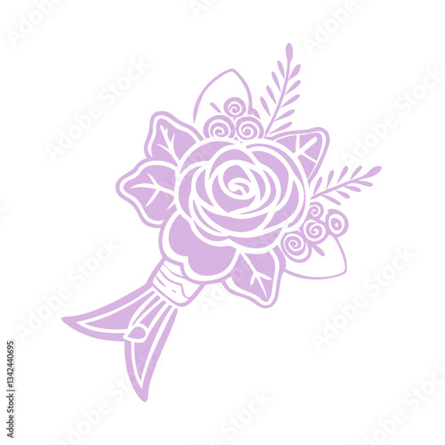 Lavender boutonniere icon showcasing elegance, floral decoration concept