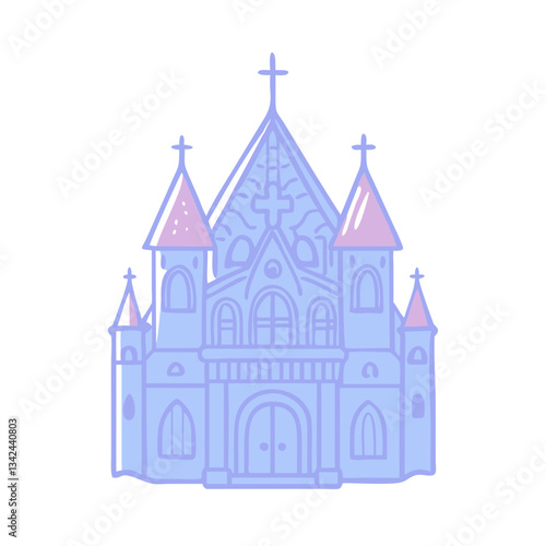 Charming church icon in pastel colors, spiritual architecture concept
