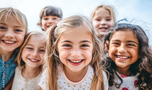 A group of happy children smiling and posing for a photo shoot