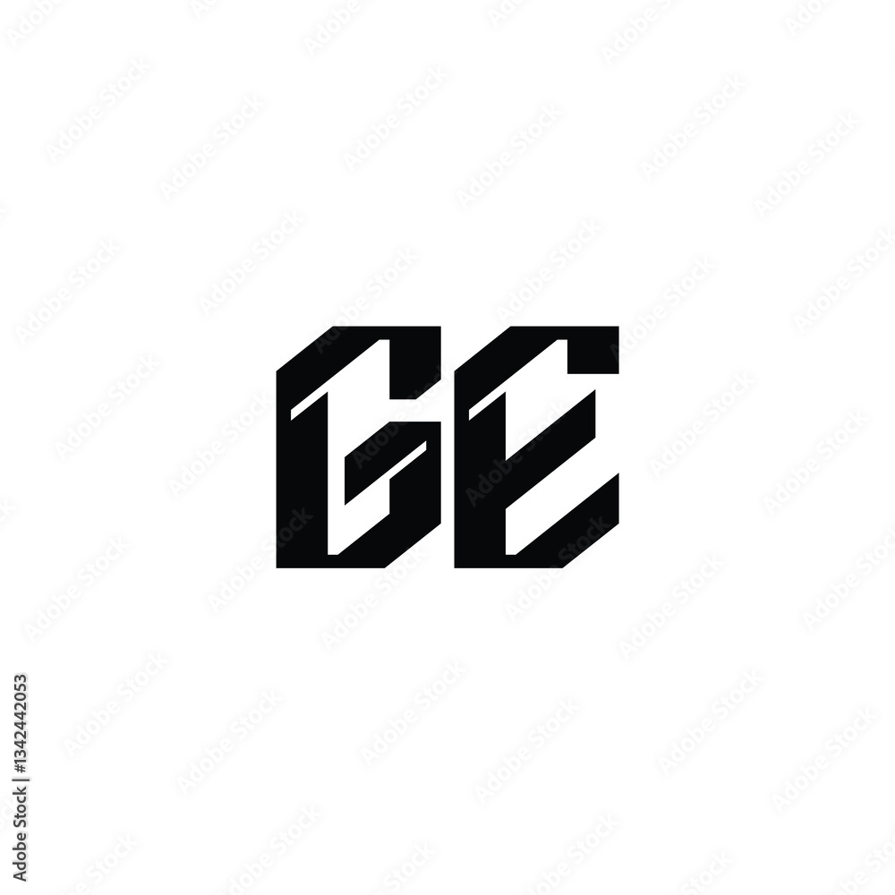 Obraz premium GE monogram logo design letter text name symbol monochrome logotype alphabet character simple logo