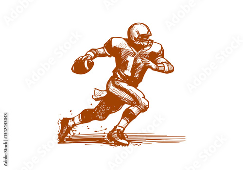 American Football Player hand drawn sketch vector illustration