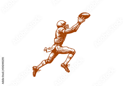 American Football Player hand drawn sketch vector illustration