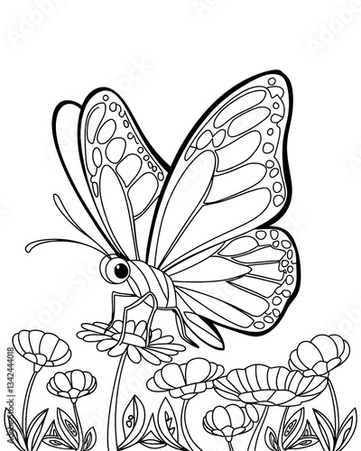 Wallpaper Mural Beautiful butterfly outline vector coloring page for kids Torontodigital.ca