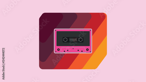 Minimalist Retro Cassette Tape on Simple Colorful Background