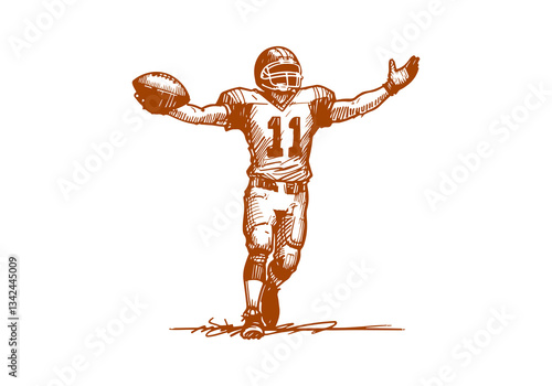 American Football Player hand drawn sketch vector illustration
