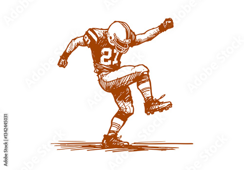 American Football Player hand drawn sketch vector illustration