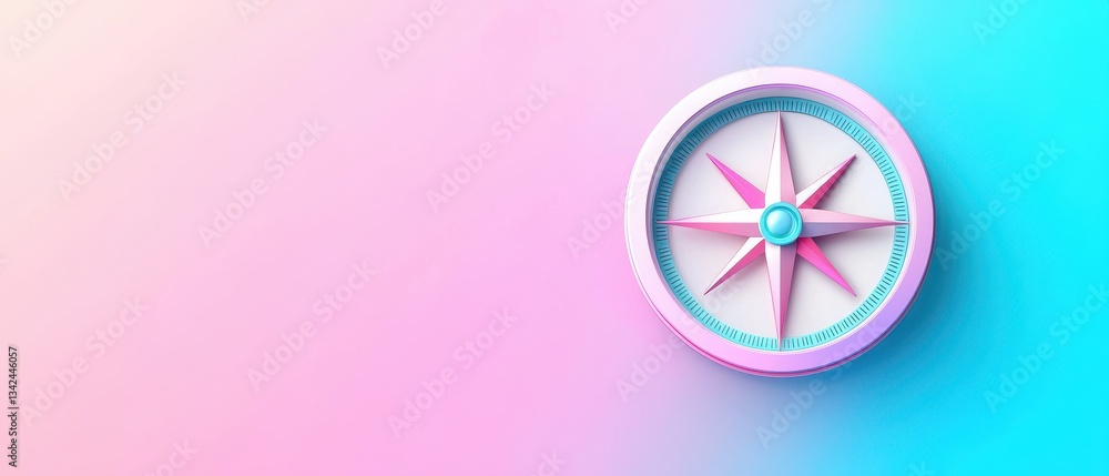 Fototapeta premium Glowing Compass Design with Flat Elements in Conceptual Artwork Over Gradient Background