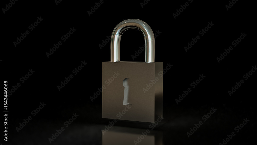 Fototapeta premium The Silver lock for protection or security concept 3d Rendering.