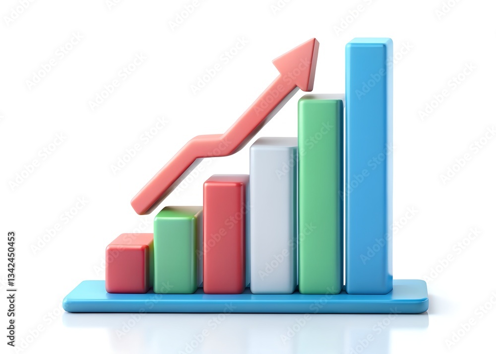 Soaring Success: A vibrant 3D rendering of a bar graph illustrating upward growth and achievement, symbolizing financial progress and business expansion. Soaring Success: A vibrant 3D rendering of a bar graph illustrating upward growth and achievement, symbolizing financial progress and business expansion.