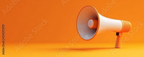 Creative loudspeaker illustration in bright orange tones designed for captivating marketing messages : Generative AI