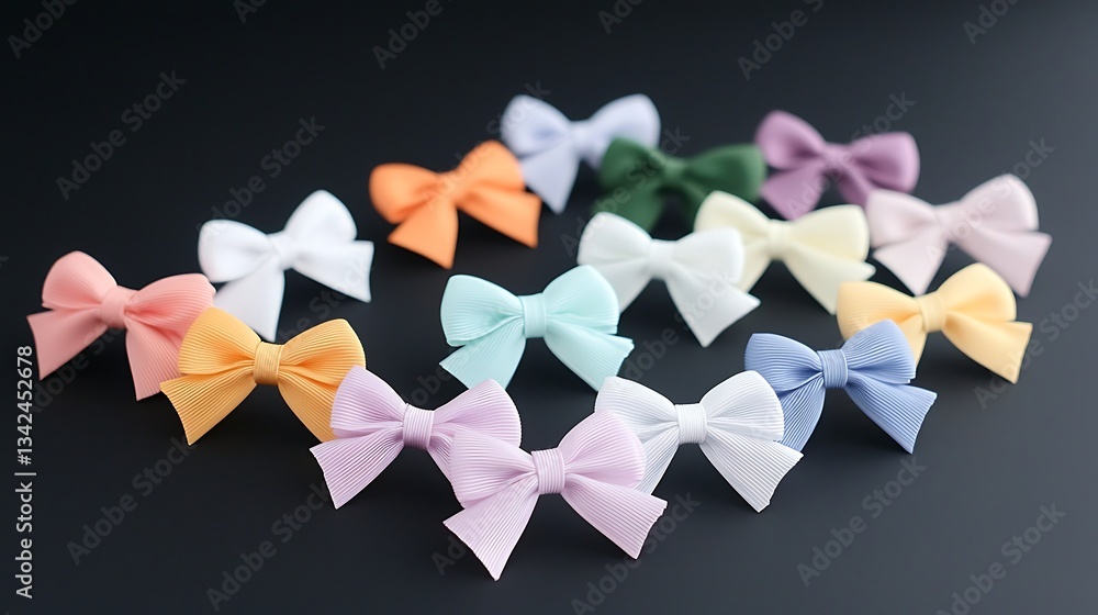Pastel Bows Arranged on Black. Pastel Bows Arranged on Black.