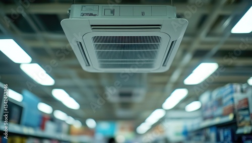Ceiling Mounted Air Conditioner Unit in a Supermarket